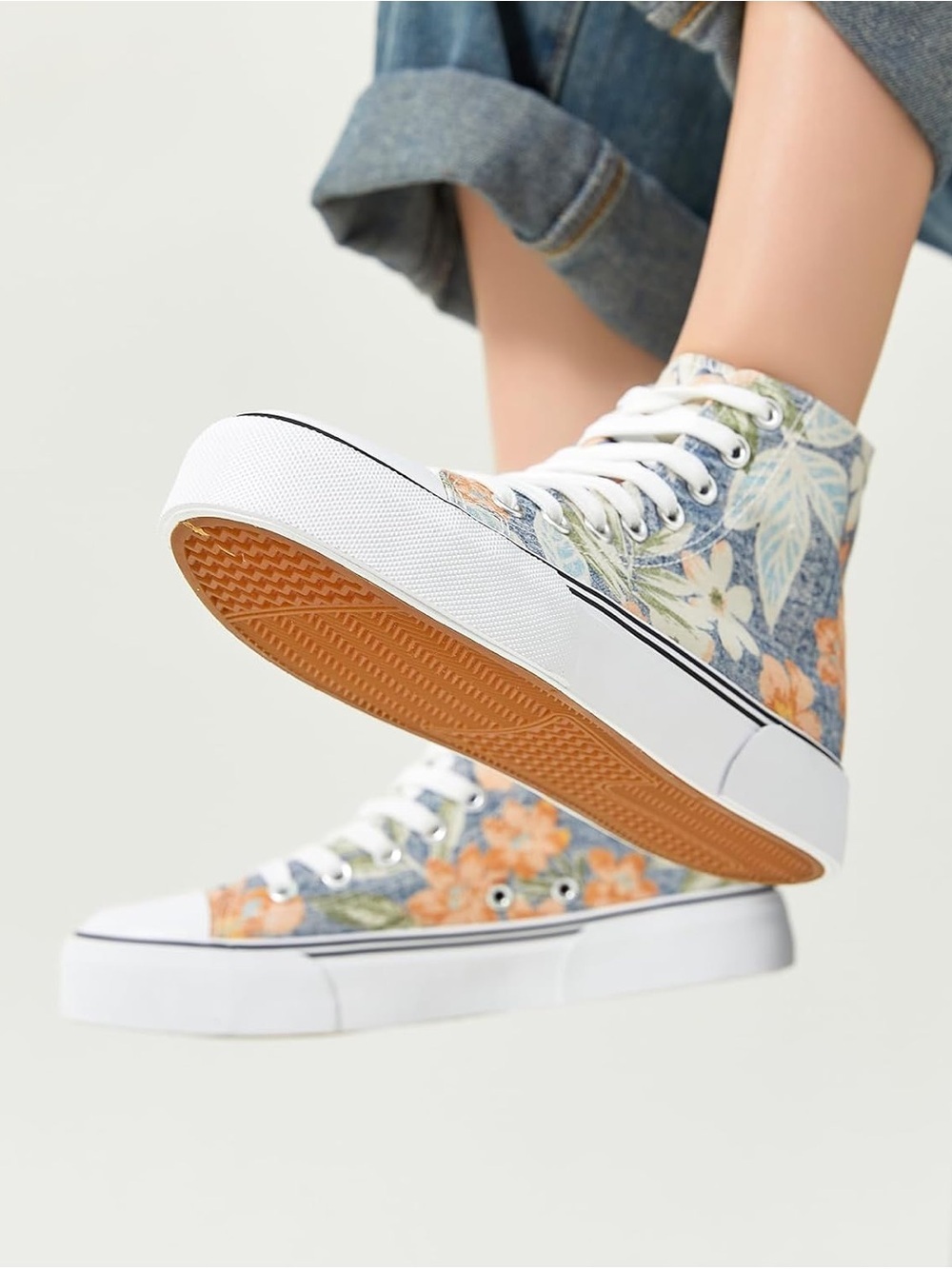NWT Floral High-Top Canvas Sneakers